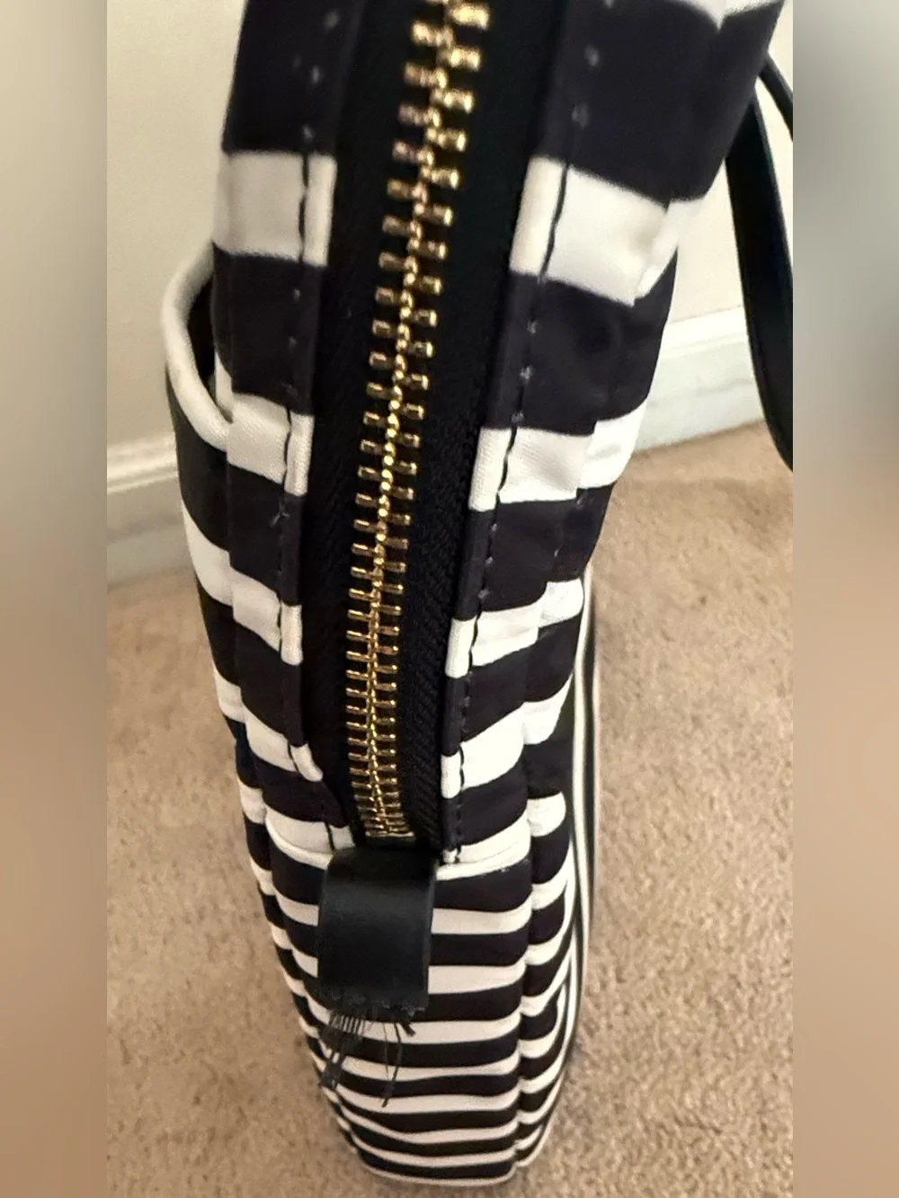 kate spade Black & White Striped Laptop Bag